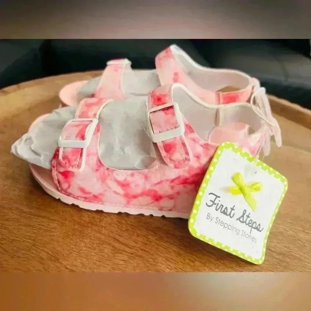 First Steps Two Bucke Footbed Tie Dye Sandal Toddler Girls size 10